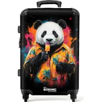 NoBoringSuitcases.com Großer Koffer - Sommerpanda mit Eiscreme - Kombinationsschloss TSA - Hartschalen Trolley 4 Rollen - 72 liter - Reisekoffer - 66 cmKoffer Mittelgroß 67x43x25 cm, 72L,