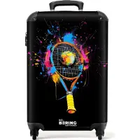 NoBoringSuitcases.com Hartschalen Handgepäck Koffer 55x35x20 cm, 36L, Graffiti Sport: Tennisschläger, Reisekoffer mit 4 Rollen
