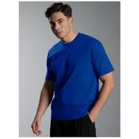 Trigema T-Shirt "T-Shirt aus 100% Baumwolle", Herren, Gr. 3XL, blau (royal), Single Jersey, 100% Baumwolle, Basic, lang, Rundhals, Shirts T-Shirt