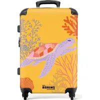 NoBoringSuitcases.com Großer Koffer - Gelb mit Schildkröte - Kombinationsschloss TSA - Hartschalen Trolley 4 Rollen - 72 liter - Reisekoffer - 66 cmKoffer Mittelgroß 67x43x25 cm, 72L,