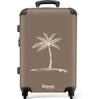 NoBoringSuitcases.com Hartschalen Koffer Mittelgroß 67x43x25 cm, 72L, Männer mit Palme: Braun mit beiger Palme, Reisekoffer mit 4 Rollen