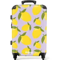 NoBoringSuitcases.com Großer Koffer - Pastellviolett mit Zitronen - Kombinationsschloss TSA - Hartschalen Trolley 4 Rollen - 72 liter - Reisekoffer - 66 cmKoffer Mittelgroß 67x43x25 cm, 72L,