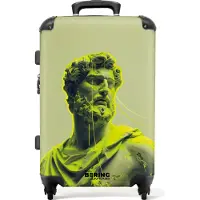 NoBoringSuitcases.com Hartschalen Koffer Mittelgroß 67x43x25 cm, 72L, Verschiedene Drucke für Männer: Grüne griechische Statue, Reisekoffer mit 4 Rollen