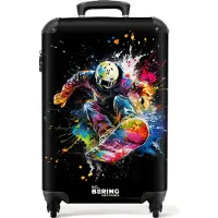 NoBoringSuitcases.com Hartschalen Handgepäck Koffer 55x35x20 cm, 36L, Graffiti Sport: Snowboarder, Reisekoffer mit 4 Rollen