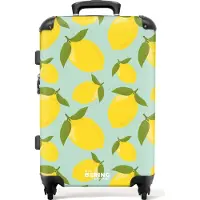 NoBoringSuitcases.com Großer Koffer - Pastellgrün mit Zitronen - Kombinationsschloss TSA - Hartschalen Trolley 4 Rollen - 72 liter - Reisekoffer - 66 cmKoffer Mittelgroß 67x43x25 cm, 72L,