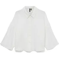 Vero Moda Hemdbluse "VMNATALI CROP SHIRT WVN NOOS", Damen, Gr. XS, weiß (snow weiß), Web, Obermaterial: 100% Baumwolle, unifarben, regular fit kurz, weit, Blusen Hemdbluse, Baumwolle, loose fit