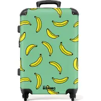 NoBoringSuitcases.com Hartschalen Koffer Mittelgroß 67x43x25 cm, 72L, Druck für Männer: Grün mit gelben Bananen, Reisekoffer mit 4 Rollen
