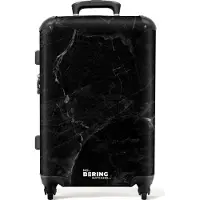 NoBoringSuitcases.com Hartschalen Koffer Mittelgroß 67x43x25 cm, 72L, Drucke für Frauen: Schwarz, weiß - Marmor, Reisekoffer mit 4 Rollen