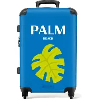 NoBoringSuitcases.com Großer Koffer - Blau mit Palm Beach - Kombinationsschloss TSA - Hartschalen Trolley 4 Rollen - 72 liter - Reisekoffer - 66 cmKoffer Mittelgroß 67x43x25 cm, 72L,