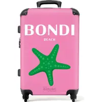 NoBoringSuitcases.com Großer Koffer - Rosa mit Bondi-Strand - Kombinationsschloss TSA - Hartschalen Trolley 4 Rollen - 72 liter - Reisekoffer - 66 cmKoffer Mittelgroß 67x43x25 cm, 72L,