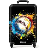 NoBoringSuitcases.com Hartschalen Handgepäck Koffer 55x35x20 cm, 36L, Graffiti Sport: Baseball, Reisekoffer mit 4 Rollen