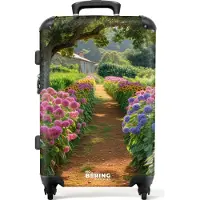 NoBoringSuitcases.com Großer Koffer - Gartenweg mit Blumen - Kombinationsschloss TSA - Hartschalen Trolley 4 Rollen - 72 liter - Reisekoffer - 66 cmKoffer Mittelgroß 67x43x25 cm, 72L,
