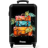 NoBoringSuitcases.com Hartschalen Handgepäck Koffer 55x35x20 cm, 36L, Sommerliche Graffiti: Reisekoffer, Reisekoffer mit 4 Rollen