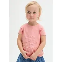 Marc O'Polo T-Shirt JUNIOR, Mädchen, Gr. 92/98, calm orange, Jersey, Obermaterial: 100% Baumwolle, regular fit normal, Rundhals, Shirts T-Shirt, modischer Print, normale Passform