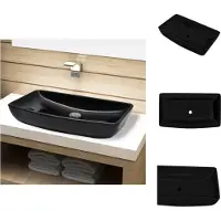 vidaXL Keramik Waschbecken schwarz rechteckig - Badezimmer-Waschbecken