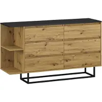 Feldmann-Wohnen Kommode Coco Schubladenkommode 140x40x81cm schwarz Artisan Eiche