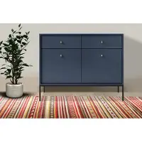 Feldmann-Wohnen Kommode Sideboard Anrichte 103,5cm marineblau 2-türig mit Schubladen 77133743