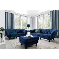 Fun-Möbel Sofaset Designersofas CHARLOTTE 3-2-1 in Stoff Matt Velvet Dunkelblau