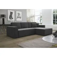 Fun-Möbel Ecksofa Schlafsofa Sofa CONOR Stoff Kronos Steel Morengo Ottomane Rechts
