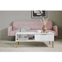 Jahnke Couchtisch "CARVE COFFEE SK", weiß (weiß, gold, gold, weiß), B:108cm H:38,8cm T:55cm, Tische, Couchtisch, Couchtisch mit Schublade und Fach, Gold-Look, raffiniertes Design