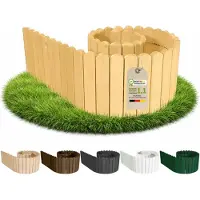Pemicont Floranica Holzpalisade Holz ohne Erdspieße 200 x 20 cm, Natur – Rollzaun aus Kiefer zum Eingraben oder Verkleiden