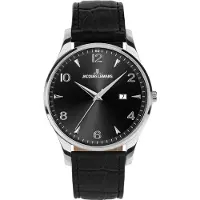 Jacques Lemans Quarzuhr "London", schwarz (schwarz, schwarz, schwarz), Armbanduhren, Herren, silberfarben, Quarzuhr, Armbanduhr, Herrenuhr, analog, Tag