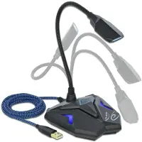 DeLOCK Desktop USB Gaming Mikrofon mit Schwanenhals und Mute Button, Mikrofon für Spielkonsole, -30 dB, 50 - 16000 Hz, 2200 Ohm, 16 Bit, 44,1 kHz