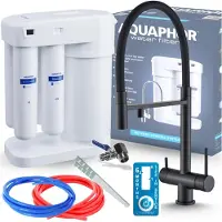 ARI Aquaphor Morion 101S RO Trinkwasserfilter-Set + HighFlex Dreiwege-Küchenarmatur - MATTSCHWARZ