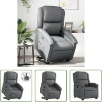The Living Store Relaxsessel mit Aufstehhilfe Grau Kunstleder