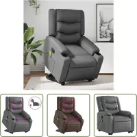 The Living Store Massagesessel mit Aufstehhilfe Elektrisch Grau Kunstleder