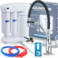 ARI Aquaphor Morion 101S RO Trinkwasserfilter-Set + MAGNETO Dreiwege-Küchenarmatur - SILBERCHROM