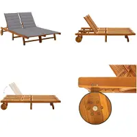 vidaXL 2 Personen Sonnenliege mit Auflagen Akazie Massivholz - Sonnenliege - Sonnenliegen - Holz-Sonnenliege - Holz-Sonnenliegen