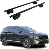 Omtec Dachgepäckträger, Querstange, für Hyundai Santa Fe, Baujahre 2019-2021, schwarzes Metall, mit ABE-Zulassung