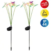 Näve LED Solarleuchte "Mariposa", bunt, H:70cm, Leuchten, LED Solarleuchte, 2er-Set Dekoerdspieß, je 6 Schmetterlinge, je 6 LED, H: 70cm, bunt