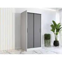 FURMEB Patryk Hojka FurMeb24 Schiebetrenschrank GOLD -90x200cm 2-triger Kleiderschrank Ohne Spiegel, Schiebeschrank-(Weiss + Anthrazit)