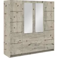 AGMAT-FURNITURE Drehtürenschrank Nancy D4, 4 Türen Kleiderschrank mit Spiegel, Moderne Garderobe, Schrank Größe: 196 x 200 x 58 cm