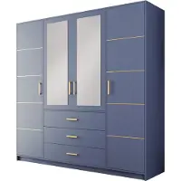 AGMAT-FURNITURE Drehtürenschrank Nancy II D4, 4 Türen Kleiderschrank mit Spiegel, Moderne Garderobe, Schrank Größe: 196 x 200 x 58 cm
