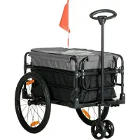 JTI 2-In-1 Fahrradanhänger Lastenanhänger Transportanhänger Für Fahrrad Mit 20 Zoll-Luftreifen 40 Kg Belastbarkeit 130 X 64 X 64/103 Cm