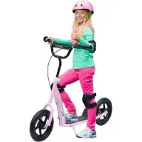 Northio Kinderroller Kickscooter 12 Zoll Mit Hinterbremse, Höhenverstellbarer Tretroller In Rosa, Stahl & Eva, Für Kinder