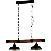 Eglo Hängelampe Oldbury, schwarz/holz dunkel, Länge 86 cm, 2-flg.