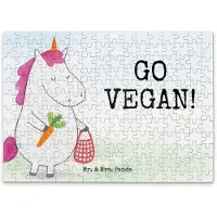Mr. & Mrs. Panda Puzzle Einhorn Vegan Design 192 Teile - Weiß - Geschenk, Gesund Leben, Rohkost, Puzzlespiel, Veganer, 300, 2000, Veganismus, essen, Unicorn, 500, 1000