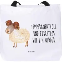 Mr. & Mrs. Panda Tote Bag Sternzeichen Widder - Weiß - Geschenk, Reisetasche, Schafbock, Beutel, Geburtstag April, Astrologie, Tragetasche, Einkaufstasche, Bock, März