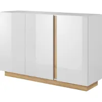 Furniture24 Kommode Arco F Weiß/Grandson Eiche mit 3 Türen, 90,5 cm breit, 138 cm hoch, 40 cm tief