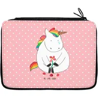 Mr. & Mrs. Panda Federtasche Einhorn Traurig - Rot Pastell - Geschenk, Mäppchen, Liebe, Trauer, Einhörner, Unicorn, Freunde, Schlampermäppchen, Blume, Federmäppchen