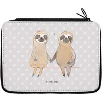 Mr. & Mrs. Panda Federmäppchen Faultier Pärchen - Grau Pastell - Geschenk, Liebe, Etui für Stifte, Gemeinsam, Stifteetui, Verliebt, Mäppchen, Federmappe, Schreibmappe