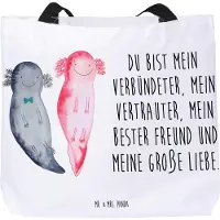 Mr. & Mrs. Panda Reisetasche Axolotl Freundin - Weiß - Geschenk, Laptoptasche, Tote Bag, Schultasche, Valentinstag, Tasche, Strandtasche, Liebe
