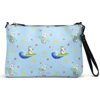 Mr. & Mrs. Panda Damenhandtasche Pinguin Surfer - Blau - Geschenk, Handtasche Damen, Optimistisch, Hawaii, Umhängetasche, Urlaub, Schultergurt-Tasche, Surfen, Portugal