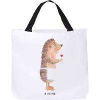 Mr. & Mrs. Panda Reisetasche Igel Wein - Weiß - Geschenk, trinken, Weinglas, Rotwein, Tote Bag, Spruch, Strandtasche, Schultasche, Einkaufstasche, Tasche, Gute Laune