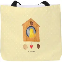 Mr. & Mrs. Panda Reisetasche Vogelhaus Home - Gelb Pastell - Geschenk, Haus, Büchertasche, Lustige Sprüche, Schultasche, Vogel, Laptoptasche, Tasche, Tote Bag, Umzug