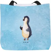 Mr. & Mrs. Panda Tote Bag Pinguin Marienkäfer - Eisblau - Geschenk, Pinguine, Tasche, Glück, Liebe, Einkaufstasche, Tragetasche, Kleine Wunder, Reisetasche, Aufmerksam